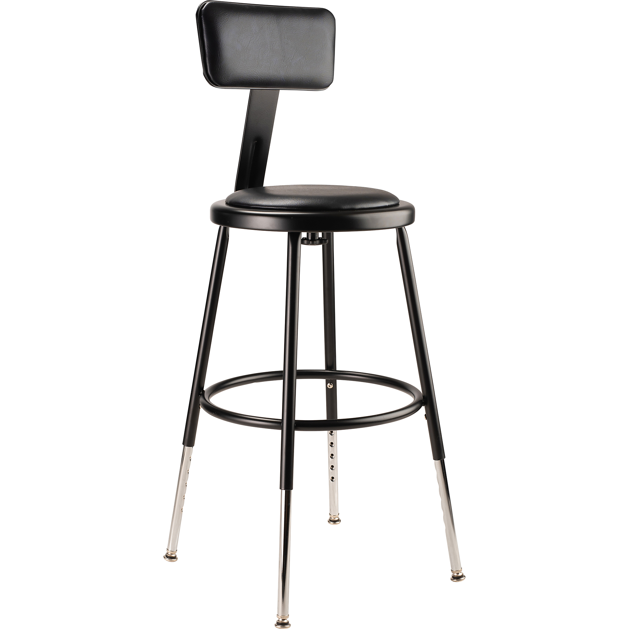 National Public Seating, 18.5 -26.5in.H Adjust Vinyl Steel Stool Backrest, Primary Color Black, Included (qty.) 1, Seating Type Office Stool, Model# 6418HB-10